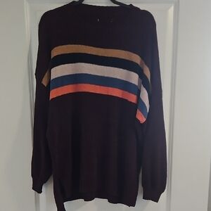 American Eagle Oversized Chenille Multicolor Striped Sweater